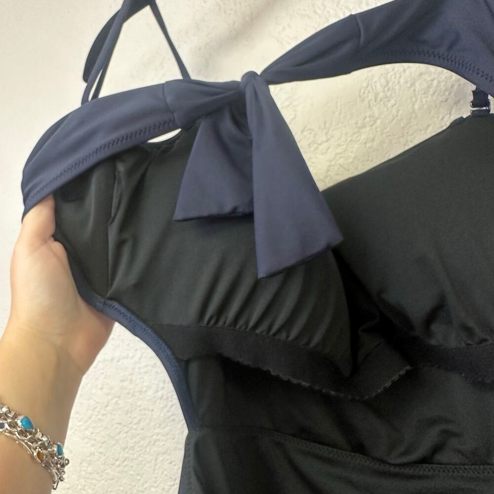 J. Crew Cutout Tie Back One Piece Swimsuit Navy Size 14 - Picture 10 of 11
